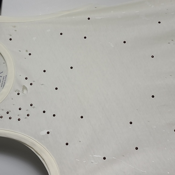 CHASER Paint Splatter Distressed Tank Cream Sleeveless Top Size Large - Picture 6 of 16